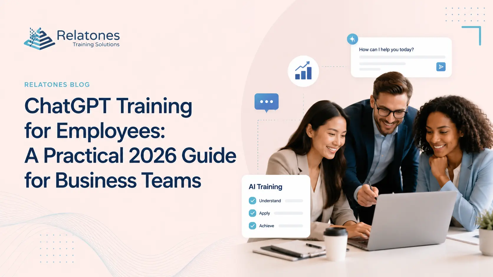 Business team learning ChatGPT in a workplace training session with Relatones
