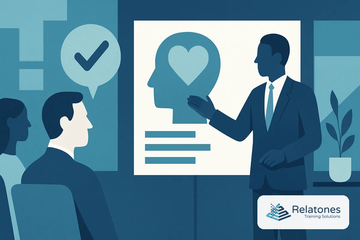 A manager in a one-on-one conversation with a team member, illustrating emotional intelligence skills in a workplace setting
